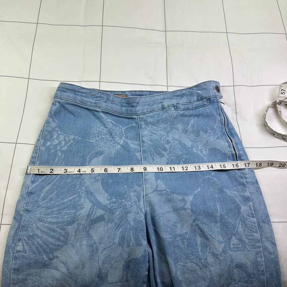 Anthropologie Pilcro Skipper Jeans Womens 28 Blue Floral Side Zip Wide Leg Crop - Picture 10 of 14